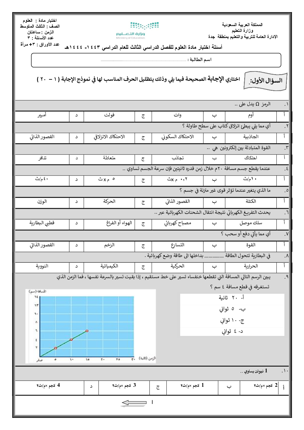 اختبار علوم ثالث متوسط 1447: دليل شامل للاستعداد