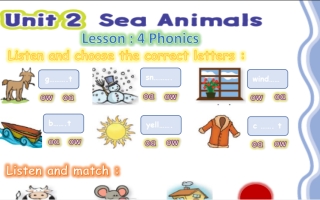 ورقة عمل الدرس الرابع من الوحدة sea animals انجليزي غير محلولة خامس ابتدائي أ . تهاني