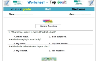 ورقة عمل وحدة welcome لغة انجليزية الصف الرابع الابتدائي الفصل الأول
