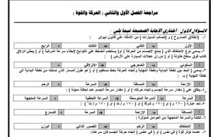مراجعة فصل الحركة والقوة علوم الصف الثالث المتوسط الفصل الثاني