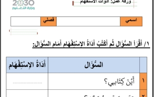 ورقة عمل درس أدوات الإستفهام لغتي الجميلة أول ابتدائي أ. عبدالله السديري