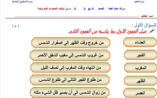 أوراق عمل فقه رابع ابتدائي الفصل الثالث أ. عبد الرحمن العويض