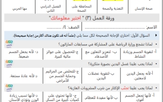 ورقة عمل المحافظة على صحة علوم رابع ابتدائي أ. مها الحربي