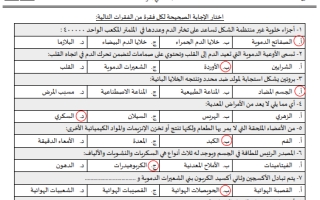 اختبار تشخيصي علوم محلول ثاني متوسط الفصل الثاني أ. مها الحربي