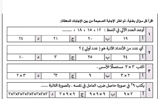 مراجعة رياضيات الصف السادس الابتدائي الفصل الأول